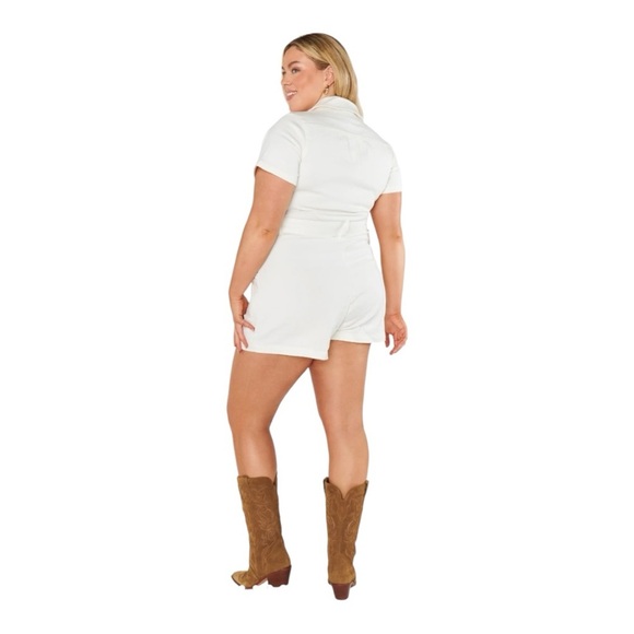 Show Me Your MUMU Outlaw Romper Denim Pearly White Women’s Size XXL - Picture 2 of 13